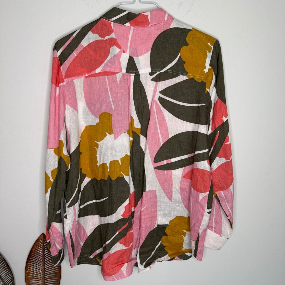 J14 Boden Pink Floral Linen Button Down Shirt Long Sleeve W0698 Womens US 14R - Picture 6 of 7